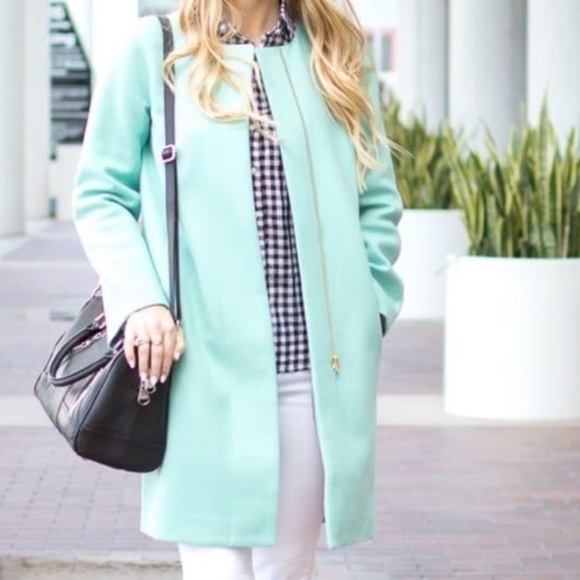 J. Crew Jackets & Blazers - J Crew Womens Collarless Dress Coat Wool Blend Jacket Pockets Size 8